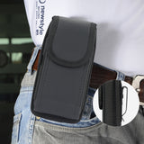 Black Leather Phone Pouch Case Belt Clip Harness for iPhone 16e 16 15 14 13 XR