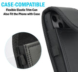 Black Leather Phone Pouch Case Belt Clip Harness for iPhone 16e 16 15 14 13 XR