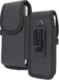 Black Leather Phone Pouch Case Belt Clip Harness for iPhone 16e 16 15 14 13 XR