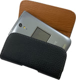 Black Leather Case Pouch Belt Loop Clip for LG Classic Flip Phone L125DL, Schok