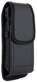 Black Leather Case Pouch Metal Clip Belt Harness for iPhone 16 Pro Max, 15 Plus