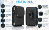 Case-Compatible Vegan Leather Pouch Belt Clip Harness for iPhone Duo - Black