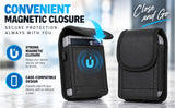 Case-Compatible Vegan Leather Pouch Belt Clip Harness for iPhone Duo - Black