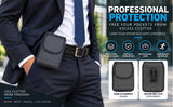 Case-Compatible Vegan Leather Pouch Belt Clip Harness for iPhone Duo - Black