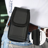 Black Leather Case Pouch Belt Loop Clip for Alcatel Go Flip, MyFlip, TCL Flip 3