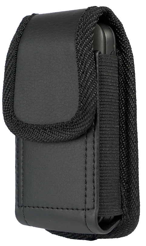 Canvas Belt Case Pouch Holster For Verizon Alcatel Go Flip V 4051S – Black – With Clip & Belt Loop