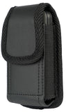 Black Leather Case Pouch Belt Loop Clip for Alcatel Go Flip, MyFlip, TCL Flip 3