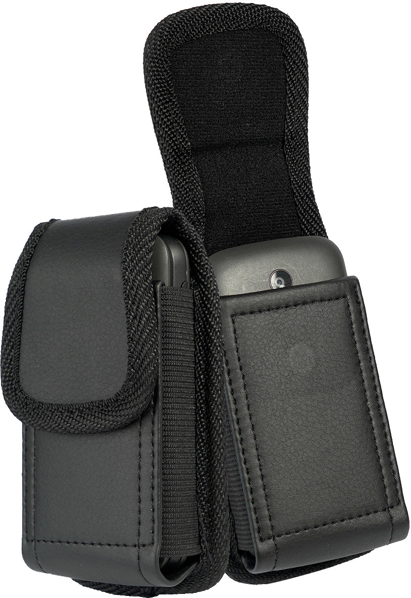 Black Leather Case Pouch Belt Clip for Alcatel MyFlip 2