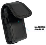 Black Leather Case Pouch Belt Clip for Cingular Flip 4, Cricket Debut Flip Phone