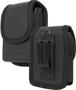 Black Leather Pouch Belt Clip Harness for Z Flip 7, RAZR Ultra 2025 (Fits Case)