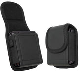 Black Leather Pouch Belt Clip Harness for Z Flip 7, RAZR Ultra 2025 (Fits Case)