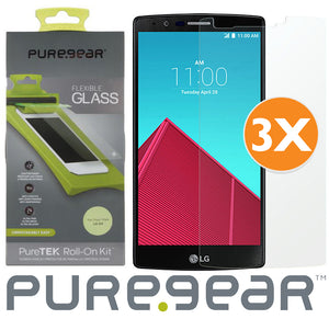 3-PACK PUREGEAR PURETEK FLEX GLASS SCREEN PROTECTOR with TRAY/ROLLER FOR LG G4