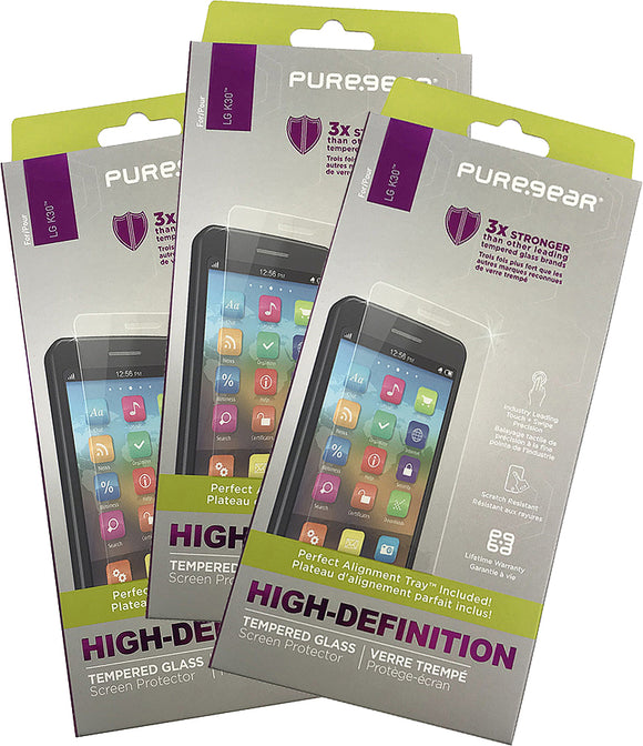 3x PureGear Tempered Glass Screen Protector for LG K30, Phoenix Plus, Harmony 2