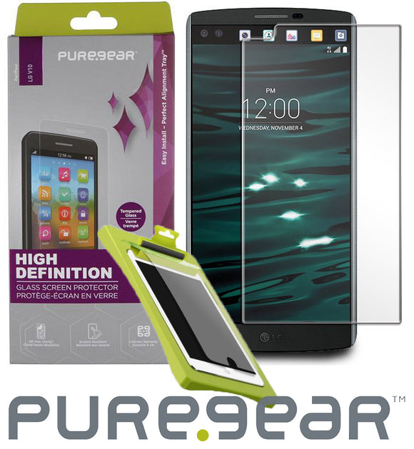 PUREGEAR PURETEK HARD TEMPERED GLASS SCREEN PROTECTOR + KIT/TRAY FOR LG V10