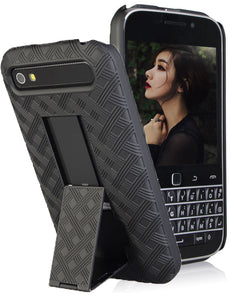 Black Kickstand Slim Case Hard Cover for BlackBerry Classic, Q20