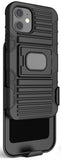 Black Rugged Grip Case with Ring Stand and Belt Clip for Apple iPhone 12 Mini