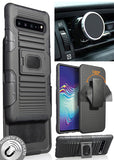 Black Rugged Case Belt Clip Magnetic Car Mount for Samsung Galaxy S10 5G SM-G977