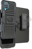 Black Rugged Grip Case with Ring Stand and Belt Clip for Samsung Galaxy A12 5G