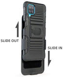 Black Rugged Grip Case with Ring Stand and Belt Clip for Samsung Galaxy A12 5G