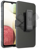 Black Rugged Grip Case with Ring Stand and Belt Clip for Samsung Galaxy A12 5G