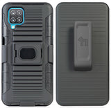 Black Rugged Grip Case with Ring Stand and Belt Clip for Samsung Galaxy A12 5G