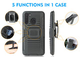 Black Rugged Finger Grip Case Stand and Belt Clip Holster for Samsung Galaxy A21