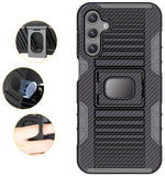 Rugged Hybrid Case with Ring Grip Stand for Samsung Galaxy A15 5G Phone