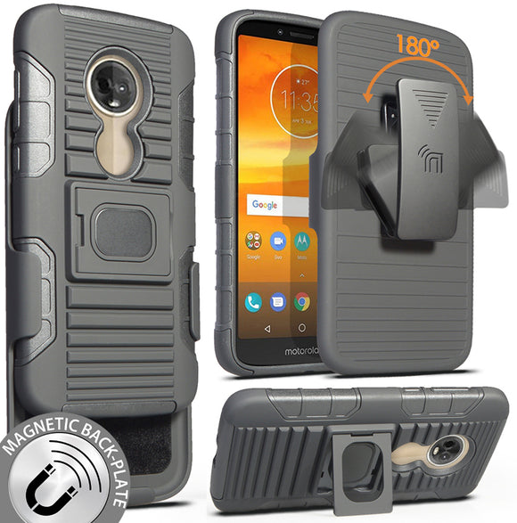 Black Magnet Grip Case Cover Belt Clip Holster for Motorola Moto E5 Play/Cruise