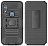 Black Rugged Case Stand Belt Clip Magnetic Car Mount for Motorola Moto E 2020 E7