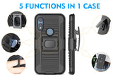 Black Rugged Case Stand Belt Clip Magnetic Car Mount for Motorola Moto E 2020 E7