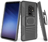 Black Magnet Grip Case + Belt Clip Holster Stand for Samsung Galaxy S9 Plus, S9+