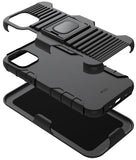 Black Rugged Grip Case with Ring Stand Belt Clip Holster for iPhone 12 / 12 Pro