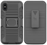 Black Rugged Magnet Grip Case Cover + Belt Clip Holster for iPhone Xs Max 6.5"