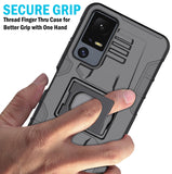 Rugged Hybrid Case with Ring Grip Stand for Jitterbug Smart 4 Phone / TCL 40XL