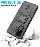 Rugged Hybrid Case with Ring Grip Stand for Jitterbug Smart 4 Phone / TCL 40XL