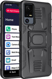 Rugged Hybrid Case with Ring Grip Stand for Jitterbug Smart 4 Phone / TCL 40XL