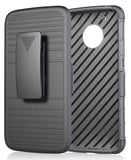 BLACK RUGGED GRIP CASE COVER + BELT CLIP HOLSTER STAND FOR MOTOROLA MOTO G5