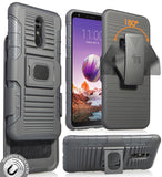 Black Rugged Grip Case Cover Stand + Belt Clip Holster Holder for LG Stylo 5