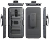 Black Rugged Grip Case Cover Stand + Belt Clip Holster Holder for LG Stylo 5