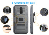 Black Rugged Grip Case Cover Stand + Belt Clip Holster Holder for LG Stylo 5