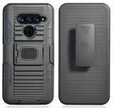 Black Magnet Grip Case Rugged Cover Stand + Belt Clip Holster for LG V40 ThinQ