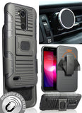 Black Grip Case + Belt Clip Holster + Magnetic Car Mount for LG X Power 3 (2018)