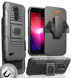 Black Magnet Grip Case Cover + Belt Clip Holster Stand for LG X Power 3 (2018)