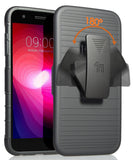 Black Grip Case + Belt Clip Holster + Magnetic Car Mount for LG X Power 3 (2018)