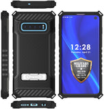 Rugged Tri-Shield Case Cover with Kickstand Lanyard Strap for Samsung Galaxy S10