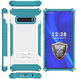 Rugged Tri-Shield Case Cover with Kickstand Lanyard Strap for Samsung Galaxy S10