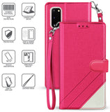 Wallet Case Stand Credit Card Slot Cover and Wrist Strap for Samsung Galaxy S20