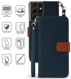 Durable Wallet Case Credit Card Slot Wrist Strap for Samsung Galaxy S21 Ultra 5G