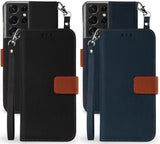 Durable Wallet Case Credit Card Slot Wrist Strap for Samsung Galaxy S21 Ultra 5G