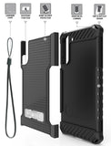 Rugged Anti-Shock Case Cover Kickstand and Strap for Galaxy S22 Plus 5G Phone
